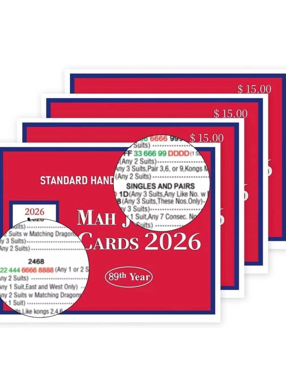 Mah Jongg Cards 2026 - Standard Red Set